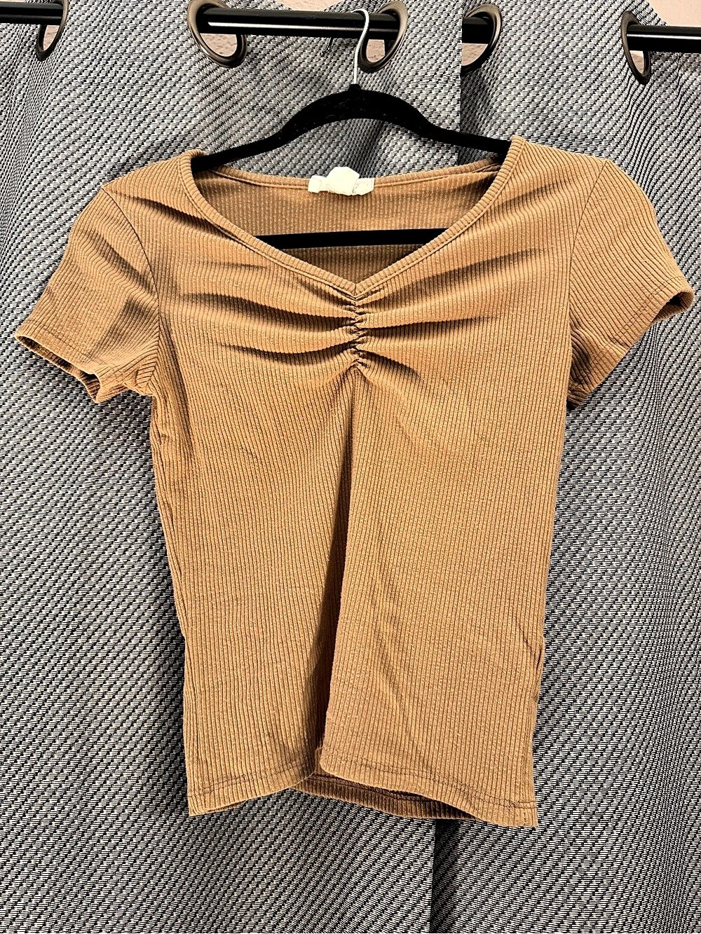 Outlaw Khaki Ribbed Sweetheart Neckline Top- S